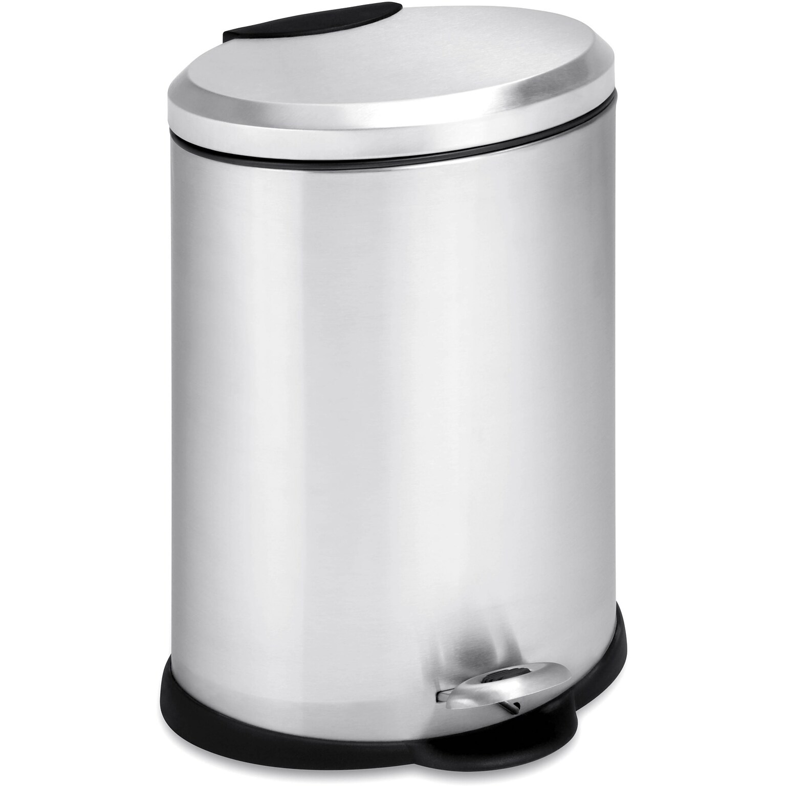 Honey-Can-Do Stainless Oval Steel Step Trash Can with Lid, Silver, 3.17 Gallon (TRS-01447)