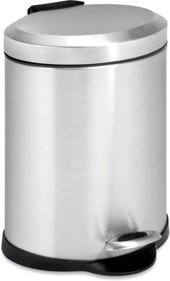 Honey-Can-Do Stainless Steel Oval Step Trash Can with Lid, Silver, 1.32 Gallon (TRS-01448)