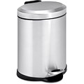 Honey-Can-Do Stainless Steel Oval Step Trash Can with Lid, Silver, 1.32 Gallon (TRS-01448)