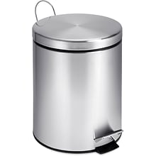 Honey-Can-Do Stainless Steel Round Step Trash Can with Lid, Silver, 1.32 Gallon (TRS-01449)