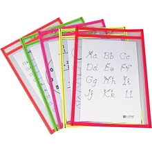 C-Line 9 x 12 Reusable Dry Erase Pocket, Assorted Neon Colors, 10/Pack (CLI40810)