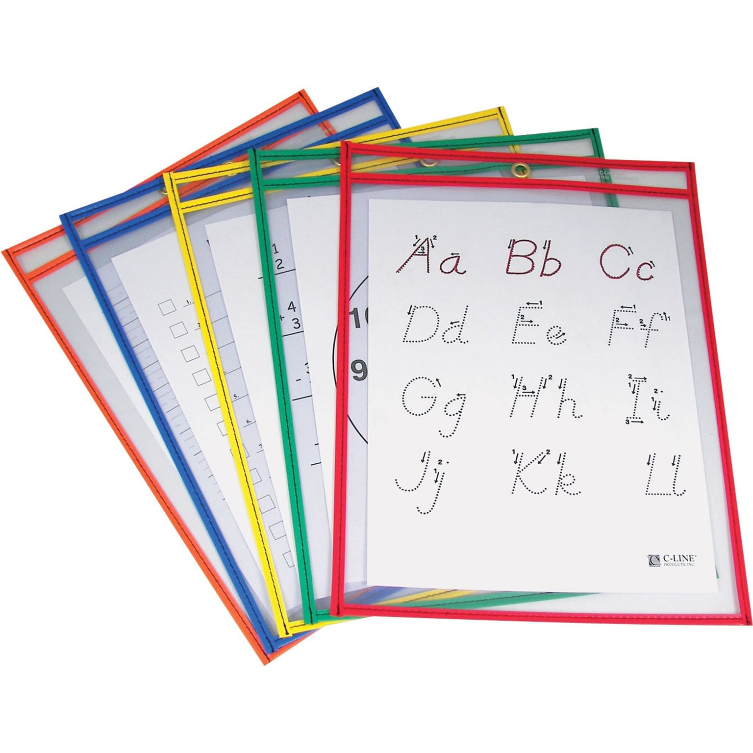 9 x 12 Reusable Dry Erase Pockets Prime Colors, 25/pack