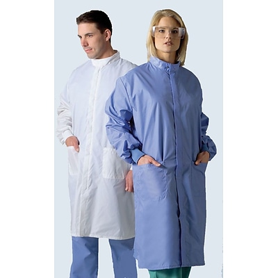 Medline ASEP A/S Unisex Full Length Barrier Lab Coats, Ceil Blue, Large | Quill