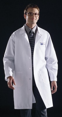 Medline Unisex Knee Length Lab Coats, XL, Navy Blue | Quill