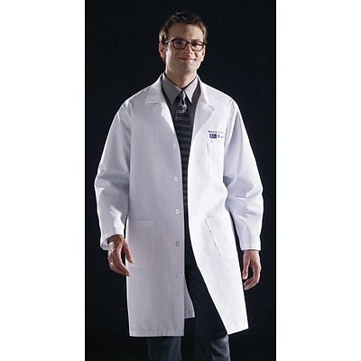 Medline Unisex Knee Length Lab Coats, XL, Navy Blue | Quill