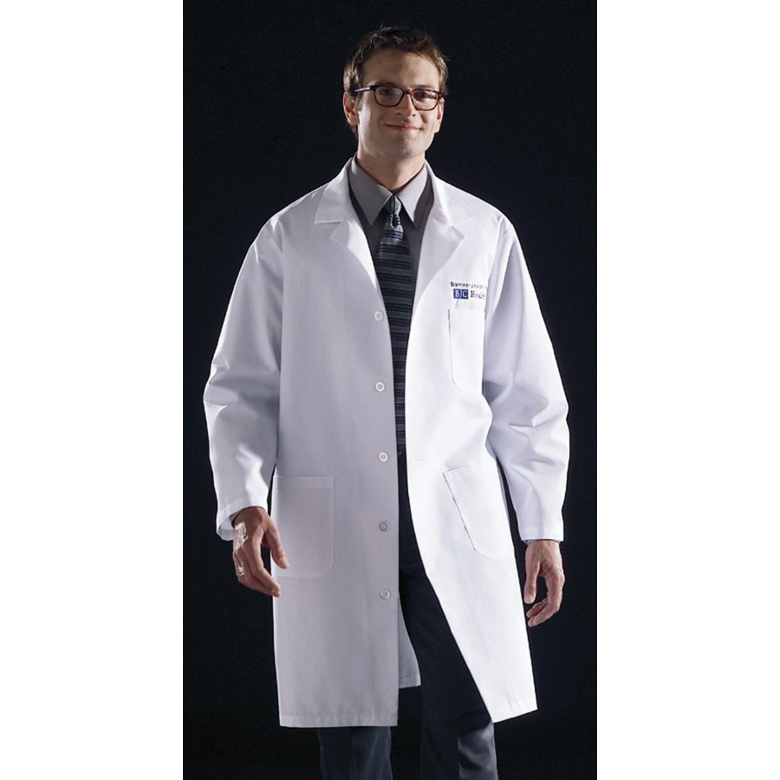 Medline Unisex Knee Length Lab Coats, Navy, XL