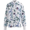 Angelstat® Ladies Two-pockets Knit Collar Warm-up Scrub Jackets, Blue Floral Print, Medium