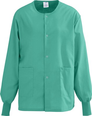 AngelStat® Unisex Two-pockets Snap-front Warm-up Scrub Jackets, Jade, XL
