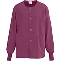 AngelStat® Unisex Two-pockets Snap-front Warm-up Scrub Jackets, Raspberry, 3XL