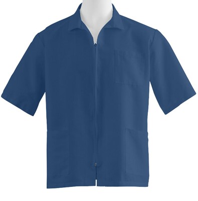 Medline Unisex Zip Front Smocks, Navy Blue, XL