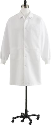 Medline Unisex Knee Length Knit Cuff Lab Coats, White, XL | Quill