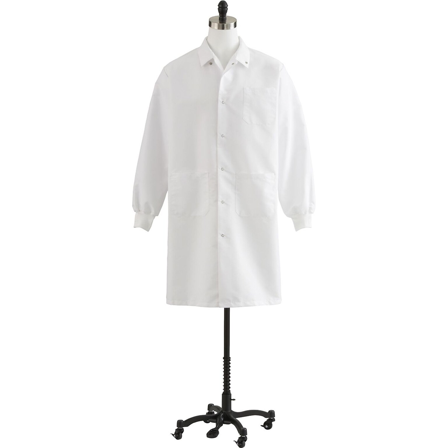 Medline Unisex Knee Length Knit Cuff Lab Coats, White, XL