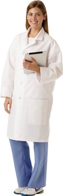 SilverTouch® Unisex Staff Length Antimicrobial Lab Coats, White, Small