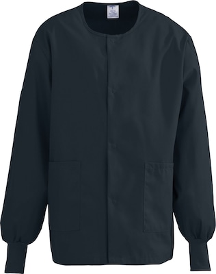 Medline ComfortEase Unisex Two-pockets Warm-up Scrub Jackets, Black, Medium | Quill