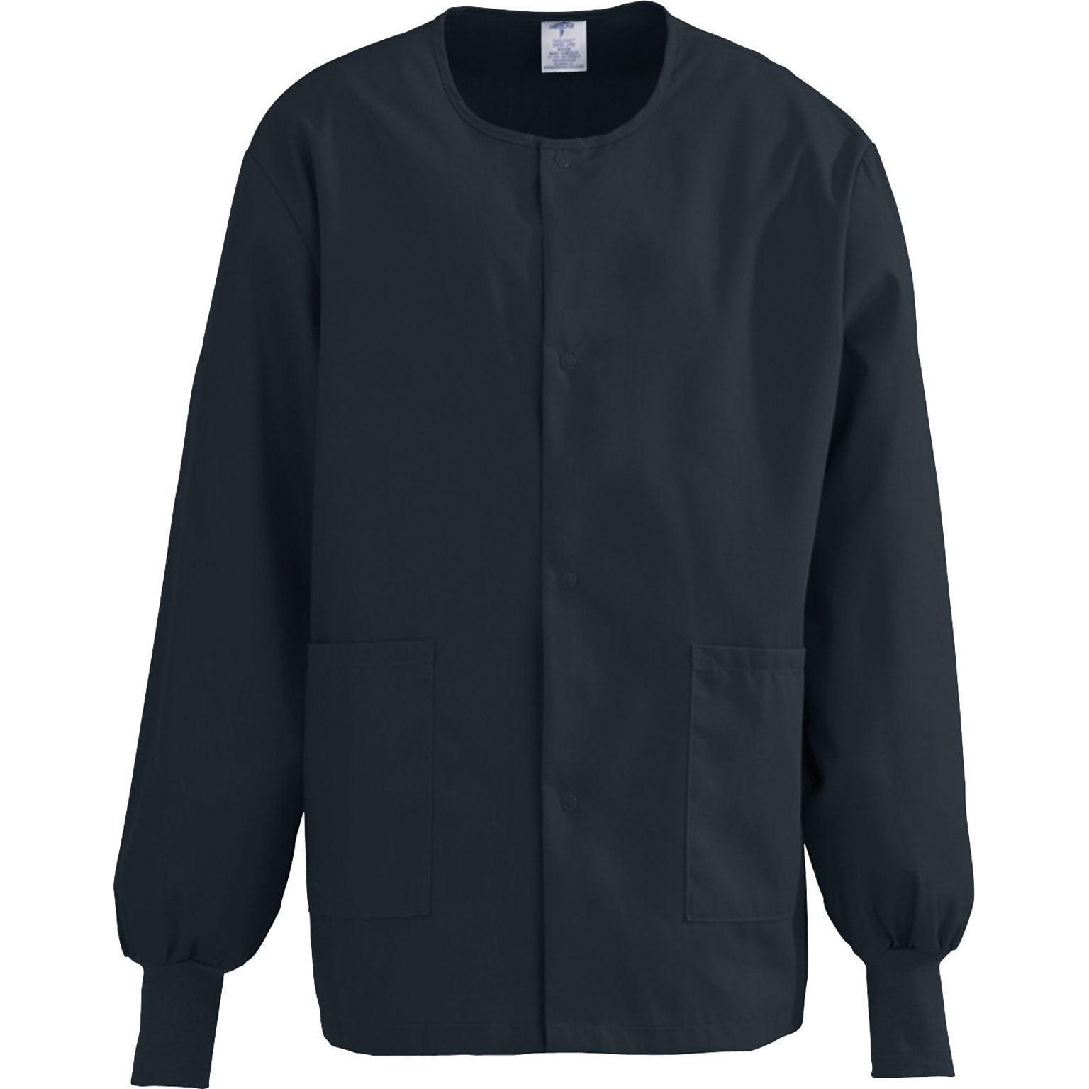 Medline ComfortEase Unisex Two-pockets Warm-up Scrub Jackets, Black, Small