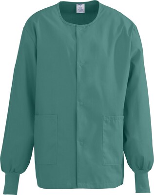 Medline ComfortEase Unisex Two-pockets Warm-up Scrub Jackets, Evergreen, Large