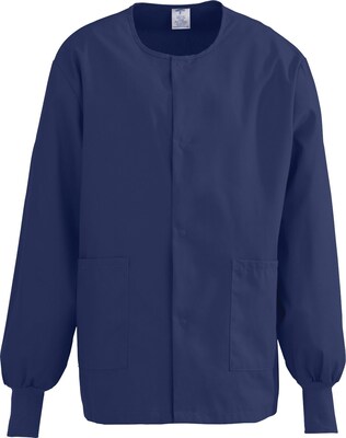 ComfortEase™ Unisex Two-pockets Warm-up Scrub Jackets, Midnight Blue, Large