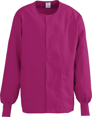 Medline ComfortEase Unisex Two-pockets Warm-up Scrub Jackets, Ruby, XS
