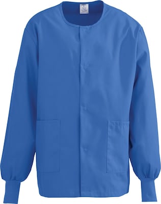 ComfortEase™ Unisex Two-pockets Warm-up Scrub Jackets, Royal Blue, Small