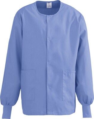 ComfortEase™ Unisex Two-pockets Warm-up Scrub Jackets, Ceil Blue, XL