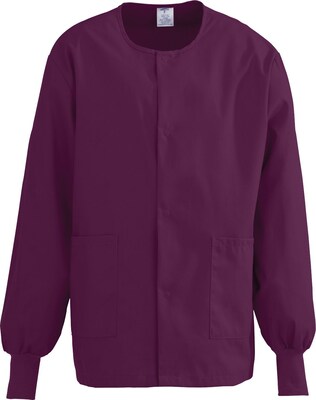 ComfortEase™ Unisex Two-pockets Warm-up Scrub Jackets, Wine, Medium