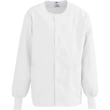 Medline ComfortEase Unisex Two-pockets Warm-up Scrub Jackets, White, Large