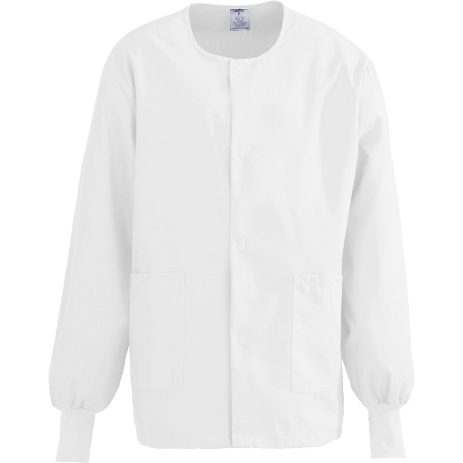 Medline ComfortEase Unisex Two-pockets Warm-up Scrub Jackets, White, Large