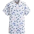 ComfortEase™ Ladies Two-pockets Expandable Scrub Tunic, Baby Foot Print, Medium