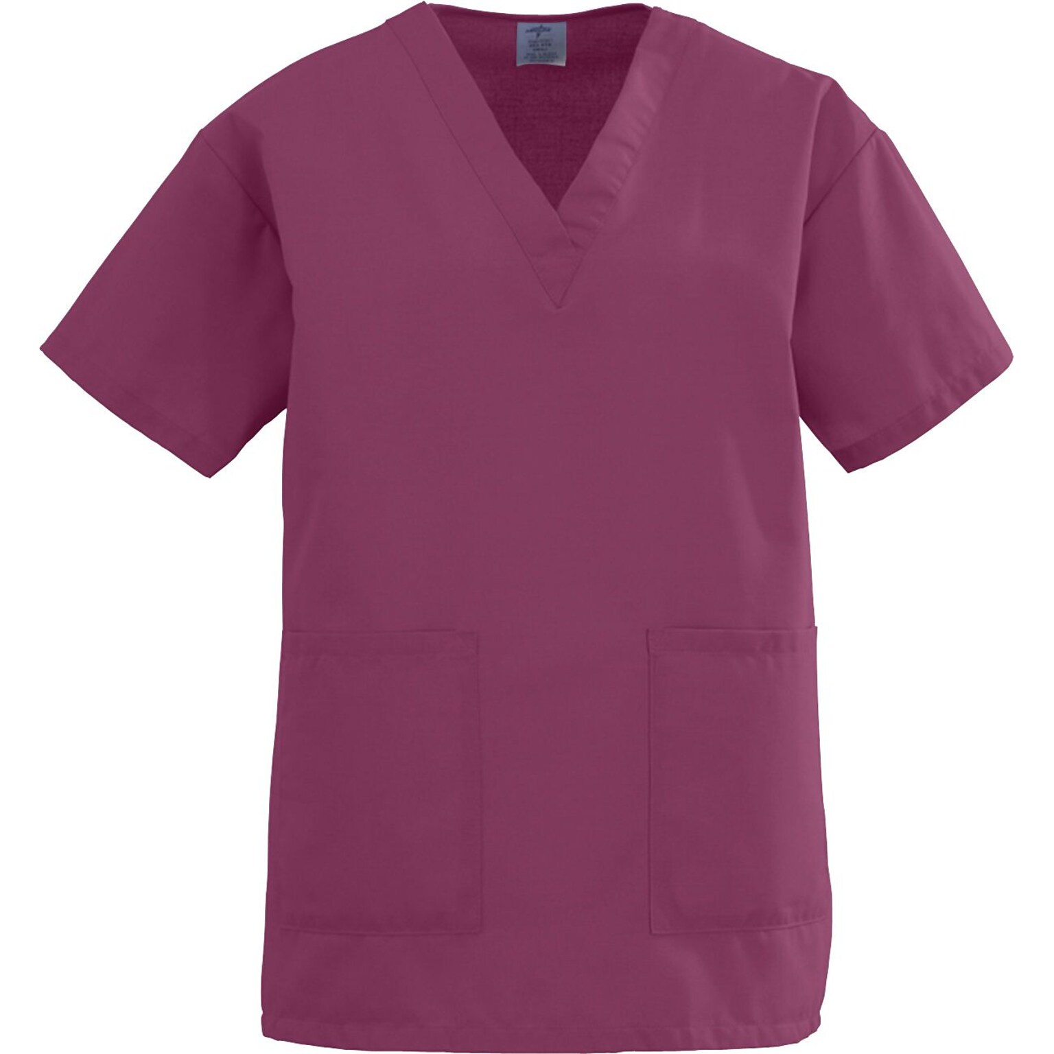 Medline AngelStat  Ladies Two-pockets V-neck Scrub Tops, Raspberry, Medium