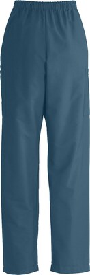 ComfortEase™ Unisex Elastic Cargo Scrub Pants, Caribbean, XL, Medium Length