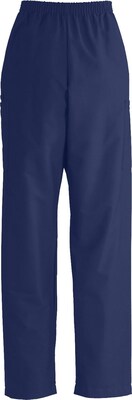 ComfortEase Unisex Elastic Cargo Scrub Pants, Midnight Blue, Large, Medium Length | Quill