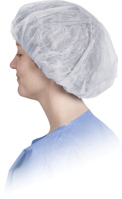 Boundary Unisex Bouffant Caps, White, Regular/Large, 500/Pack