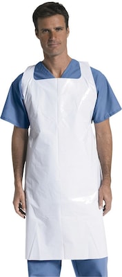 Medline Protective Polyethylene Disposable Aprons, White, 50/Box | Quill