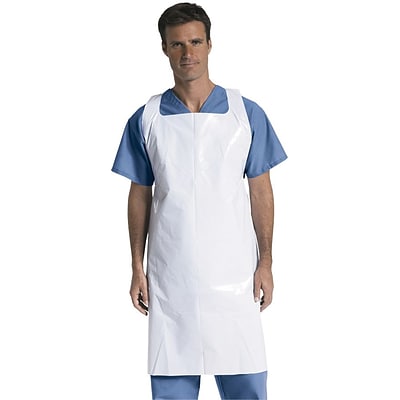 Medline Protective Polyethylene Disposable Aprons, White, 50/Box | Quill