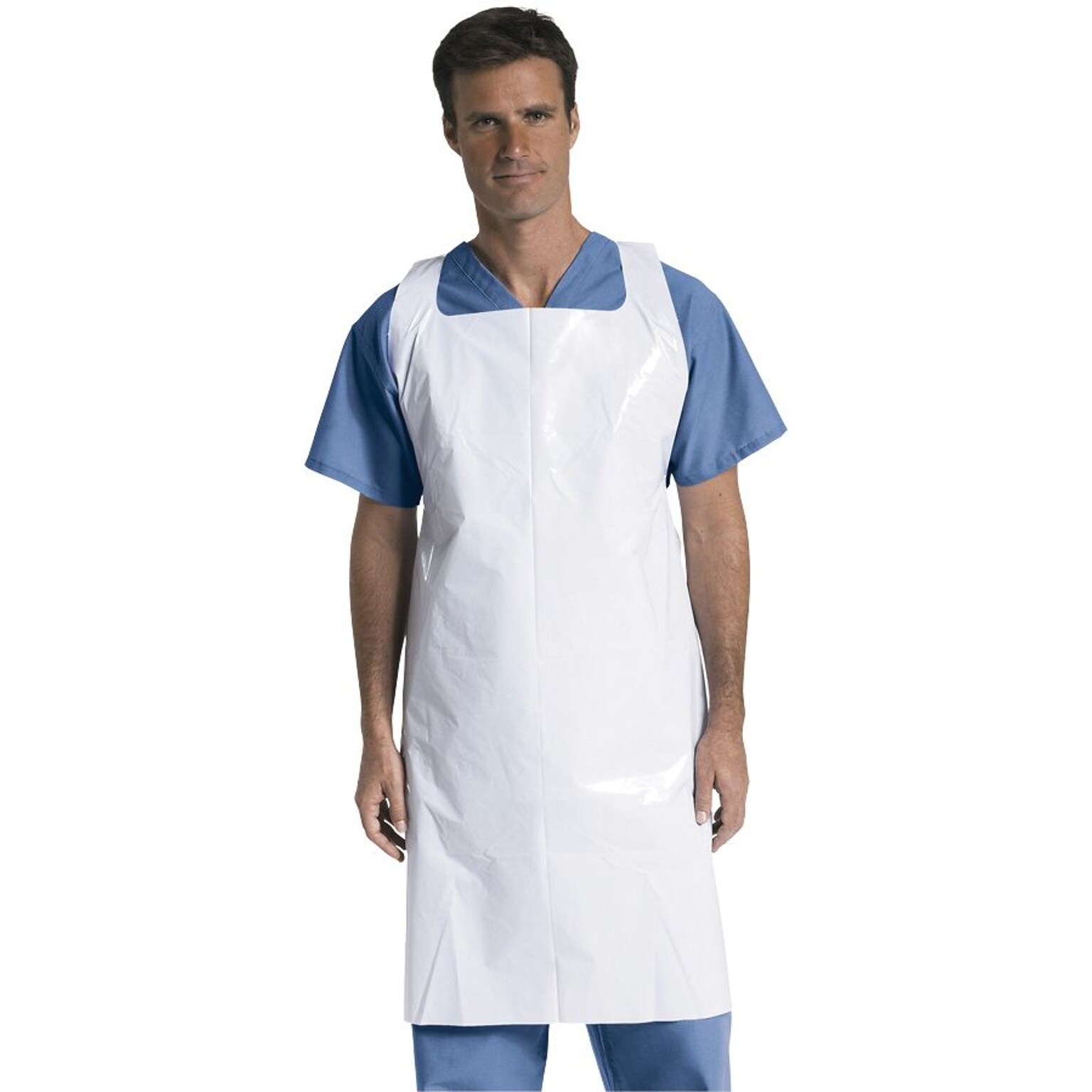 Medline Protective Polyethylene Disposable Aprons, White, 50/Box