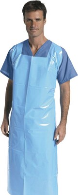 Medline Heavyweight Plastic Aprons, Blue, 100/Case