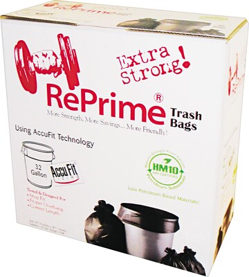 Heritage Accufit 32 Gallon Trash Bags, Low Density, 0.9 Mil, Black, 50 CT (H6644TK RC1)