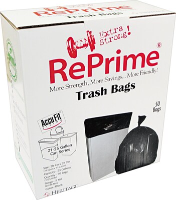 Heritage Accufit 23 Gallon Trash Bags, Low Density, 0.9 Mil, Clear, 50 CT (H5645TC RC1)