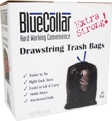 Heritage Blue Collar Low Density Trash Bags; 30 Gallon, Extra Heavy, 40/Box