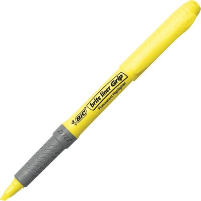 Fluorescent Highlighters Yellow w/ Cushion Grip(3/pack)