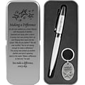 Baudville Pen and Key Chain Gift Set in Tin, Making a Difference, Silver (139766131)