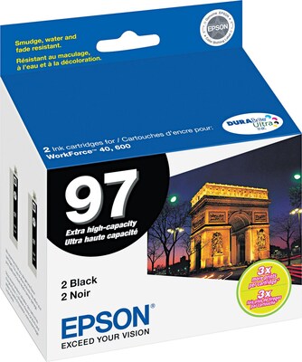 Epson T097 Black Extra High Yield Ink Cartridge, 2/Pack