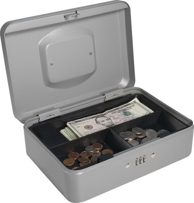 BARSKA Medium Cash Box, 3 Compartments, Gray (CB11786)