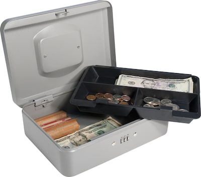 BARSKA Medium Cash Box, 3 Compartments, Gray (CB11786)