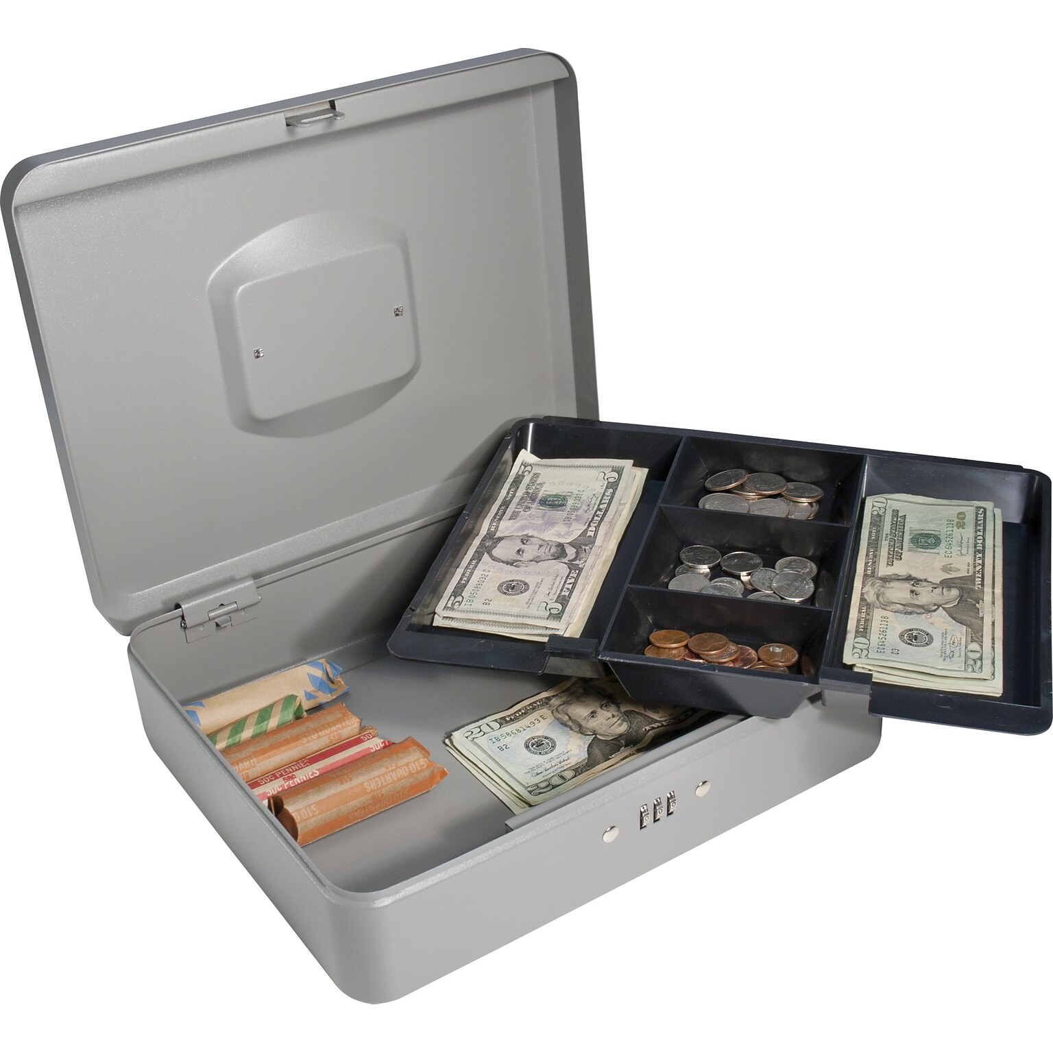 BARSKA Large Cash Box, 5 Compartments, Black (CB11788)