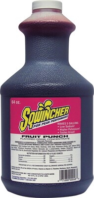 Sqwincher Fruit Punch Liquid Concentrate Energy Drink, 64 oz. Bottle, 6/Case (030325-FP)