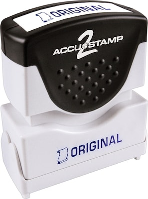 Accu-Stamp2® One-Color Pre-Inked Shutter Message Stamp, ORIGINAL, 1/2 x 1-5/8 Impression, Blue Ink