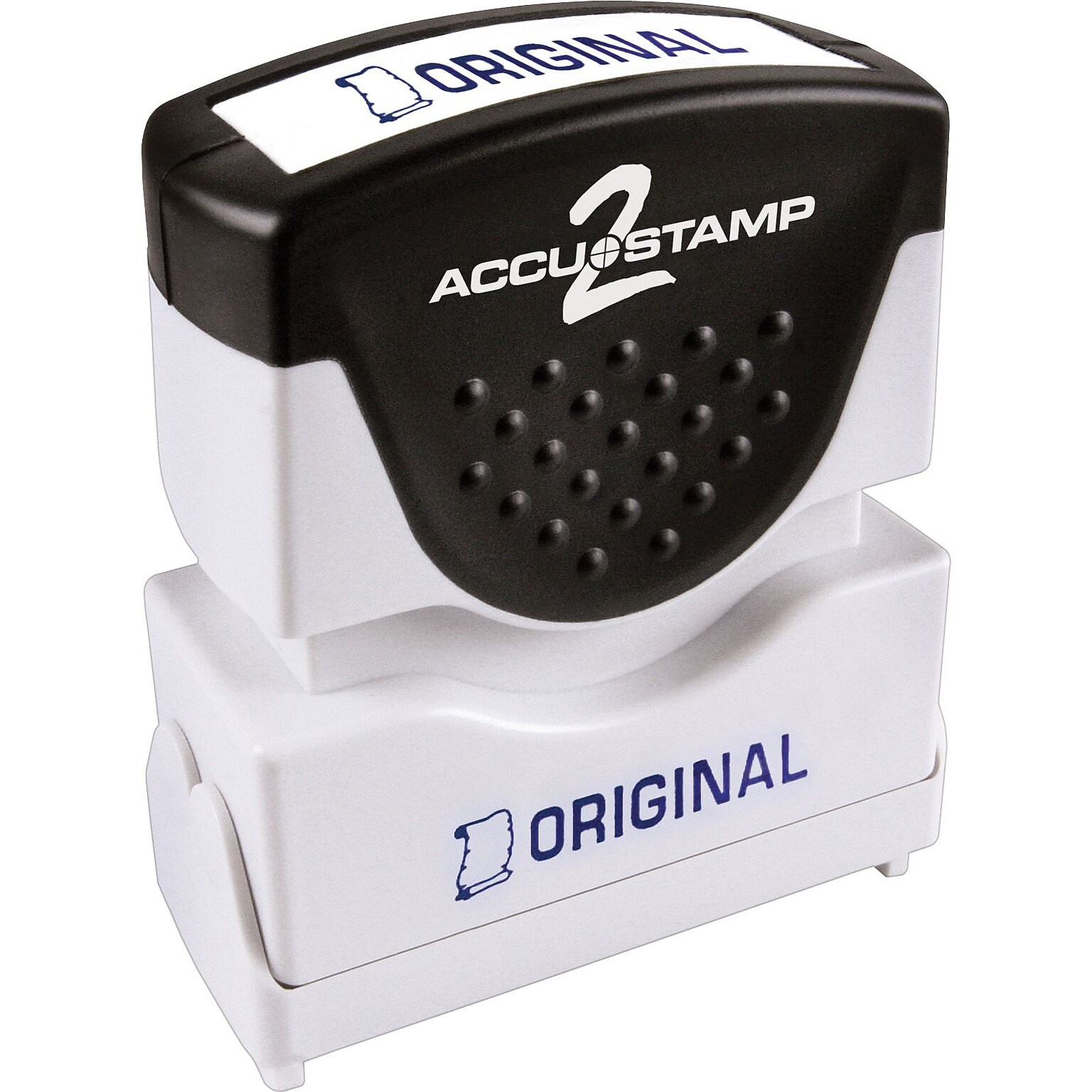 Accu-Stamp2® One-Color Pre-Inked Shutter Message Stamp, ORIGINAL, 1/2 x 1-5/8 Impression, Blue Ink (035572)