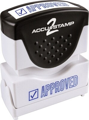 Accu-Stamp2 One-Color Pre-Inked Shutter Message Stamp, APPROVED, 1/2 x 1-5/8 Impression, Blue Ink (035575)