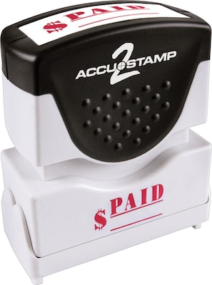 Accu-Stamp2 One-Color Pre-Inked Shutter Message Stamp, PAID, 1/2 x 1-5/8 Impression, Red Ink (0355